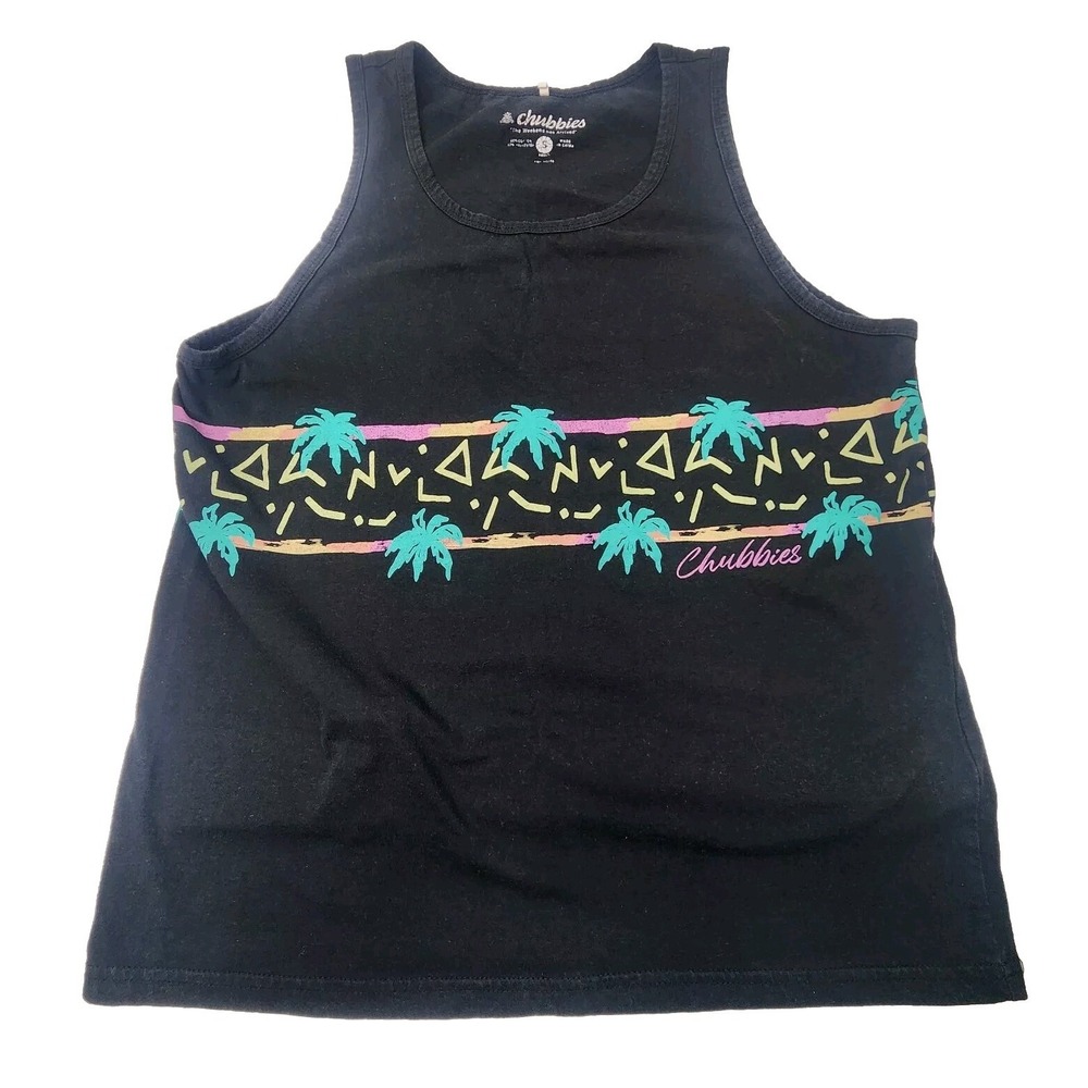Chubbies Simple Saturday Print Men's Small Tank Top Shirt 80s Theme Double Sided